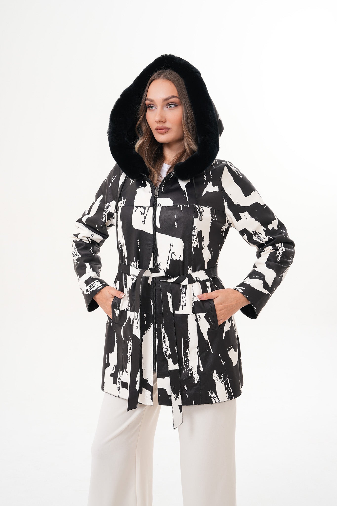 The Prisma Black White Leather Jacket