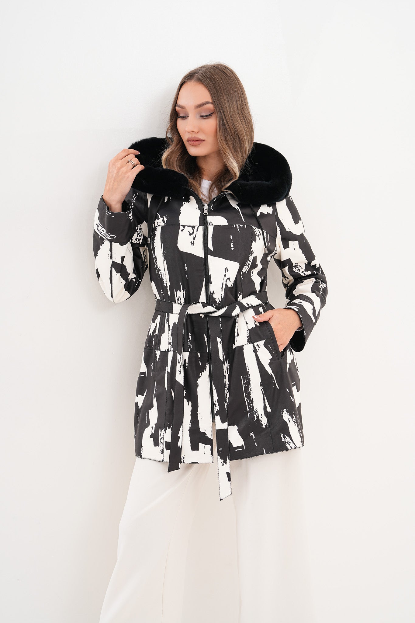 The Prisma Black White Leather Jacket