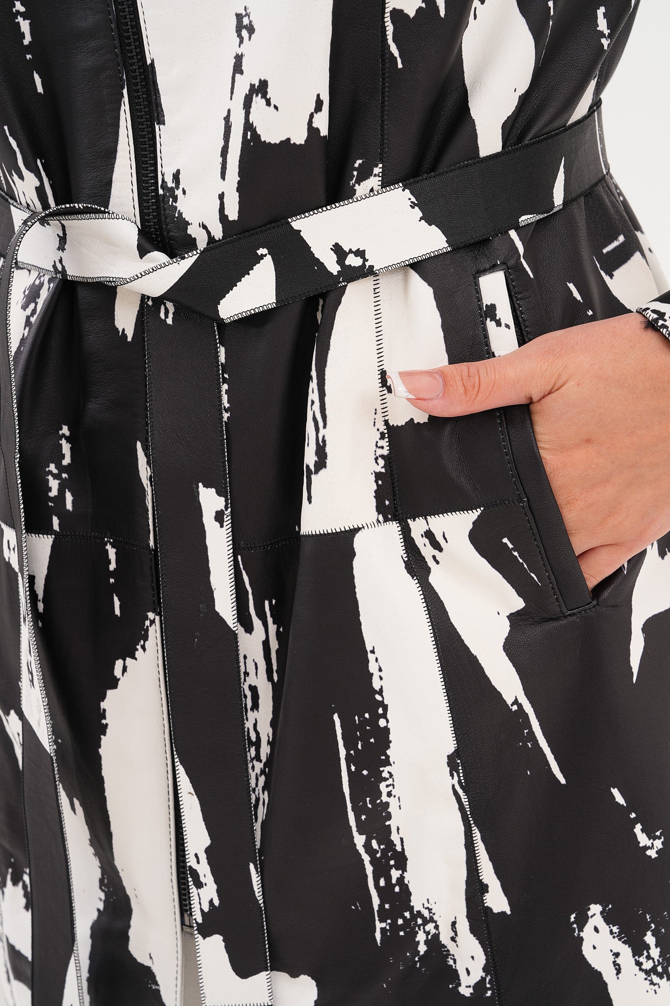 The Prisma Black White Leather Jacket