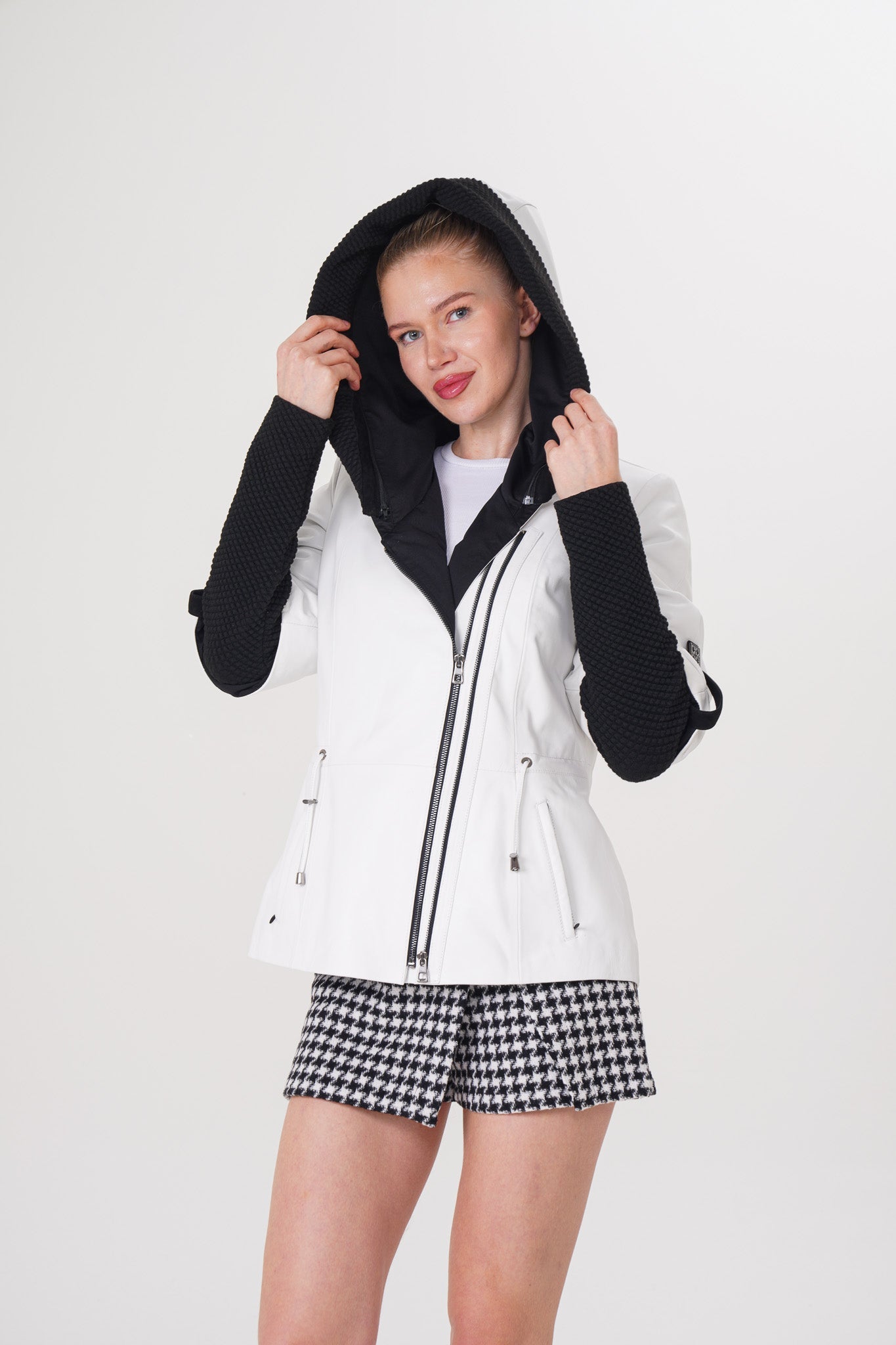 The Hudson White Leather Jacket