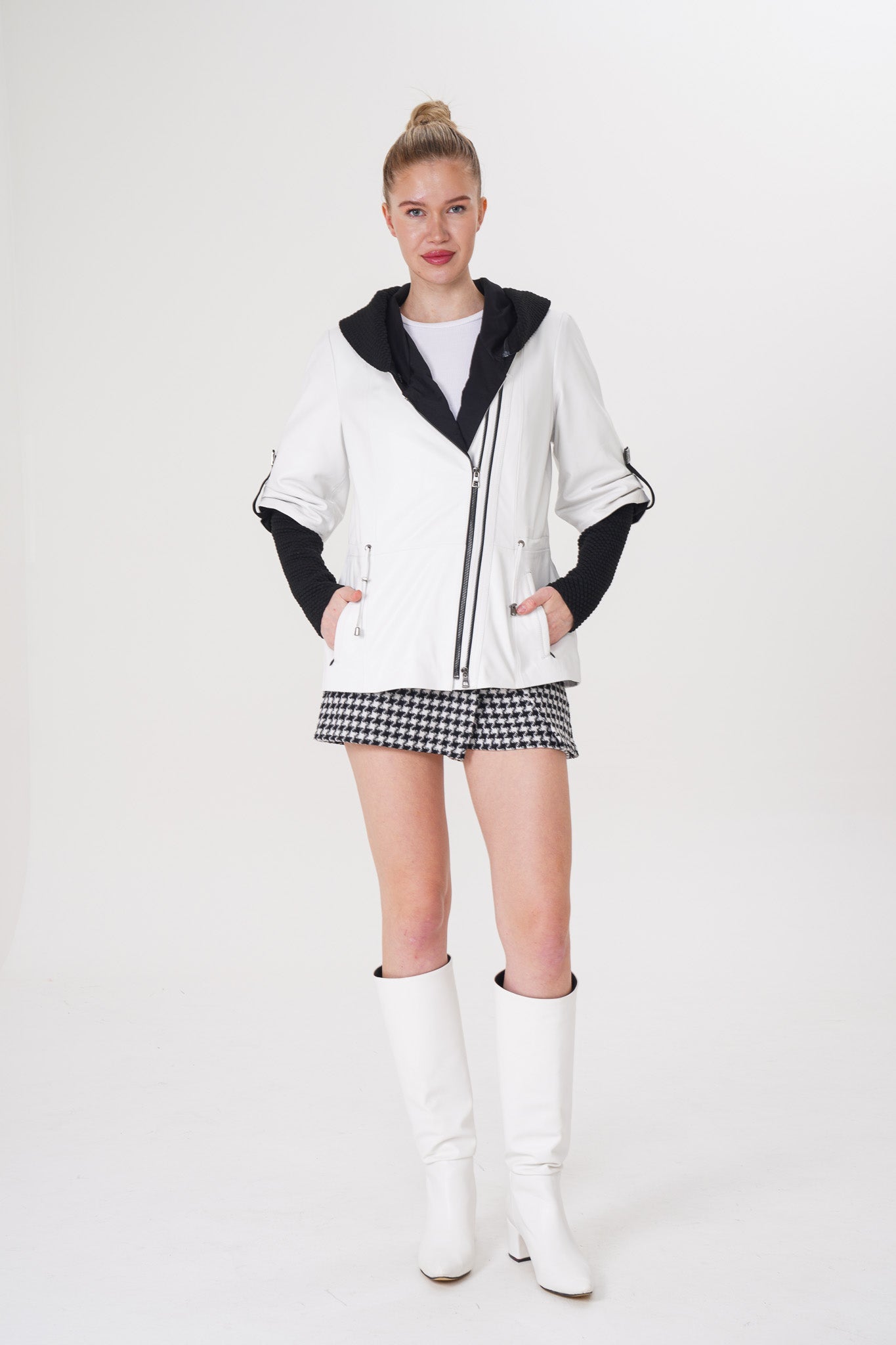 The Hudson White Leather Jacket