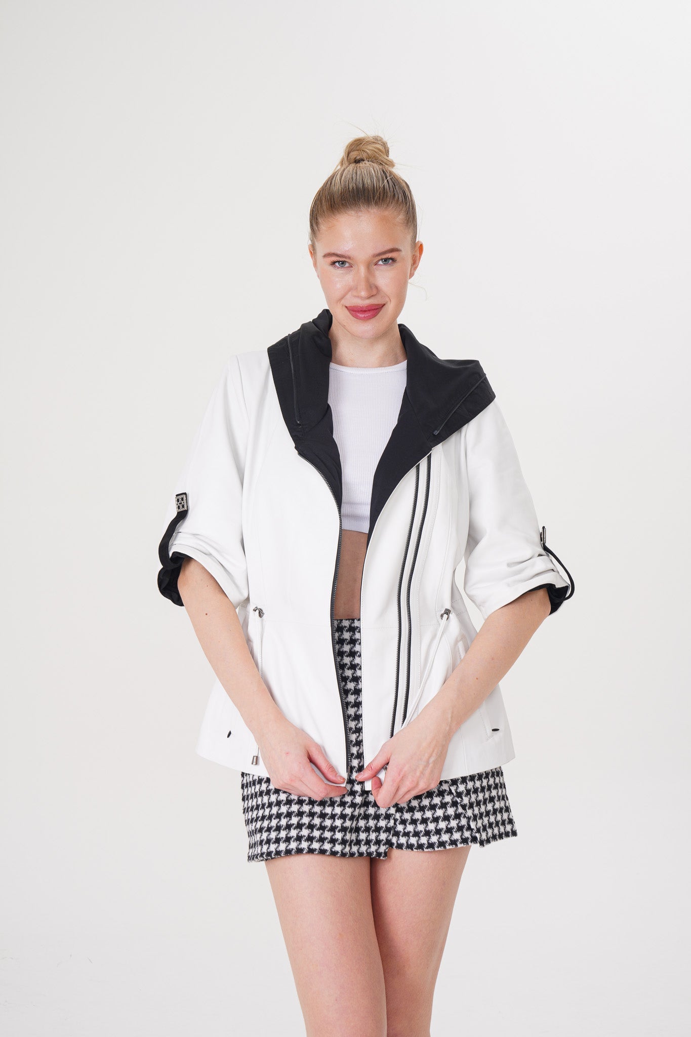 The Hudson White Leather Jacket