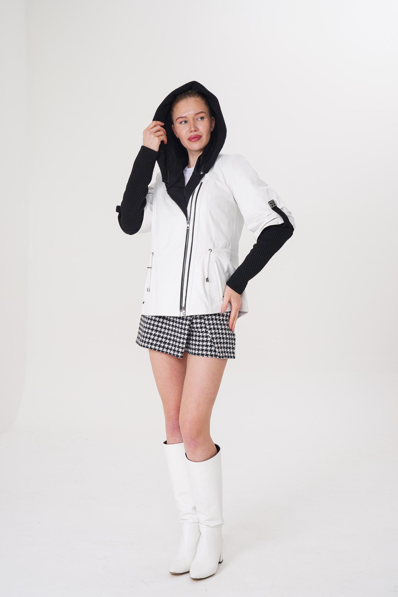 The Hudson White Leather Jacket