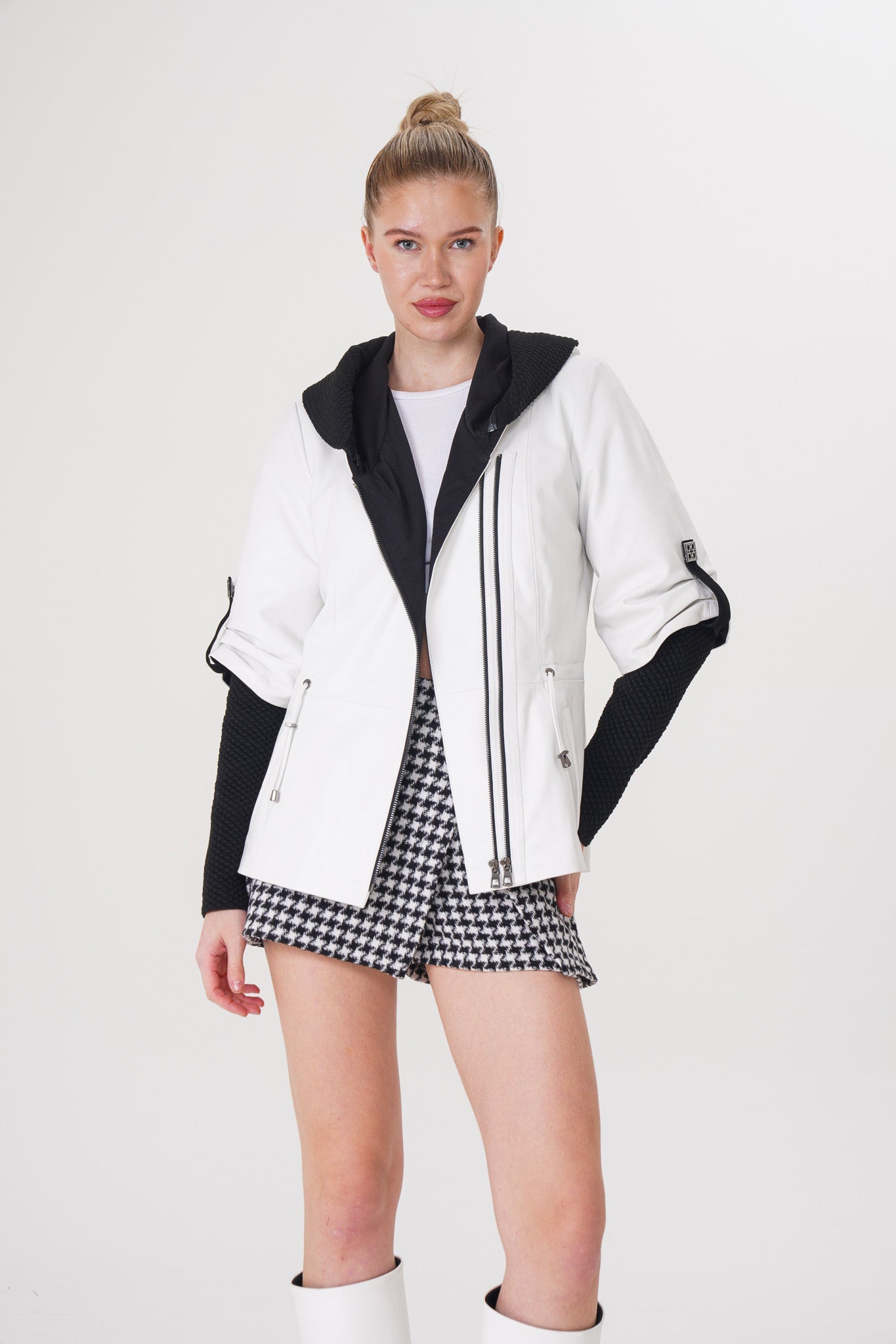 The Hudson White Leather Jacket