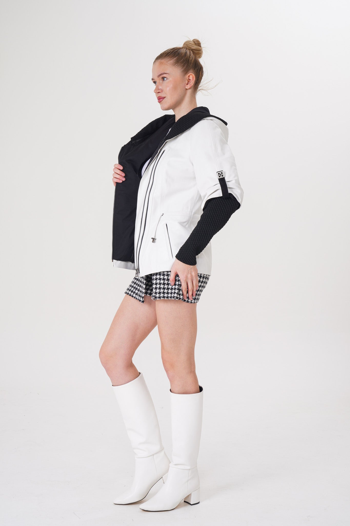The Hudson White Leather Jacket