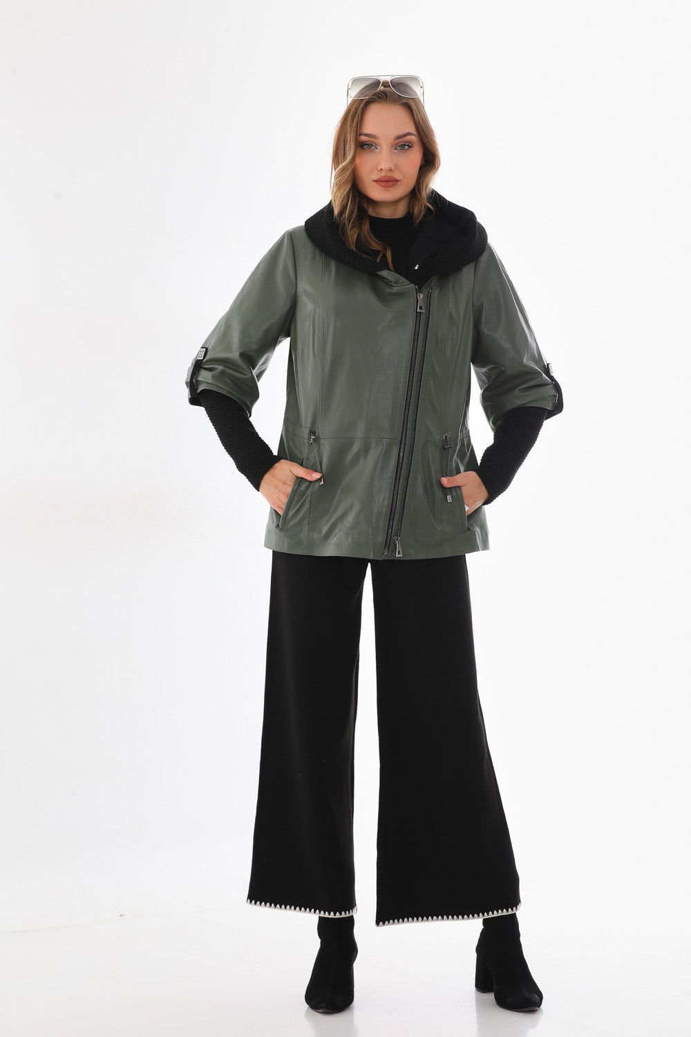 The Hudson Olive Green Leather Jacket