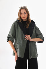 The Hudson Olive Green Leather Jacket