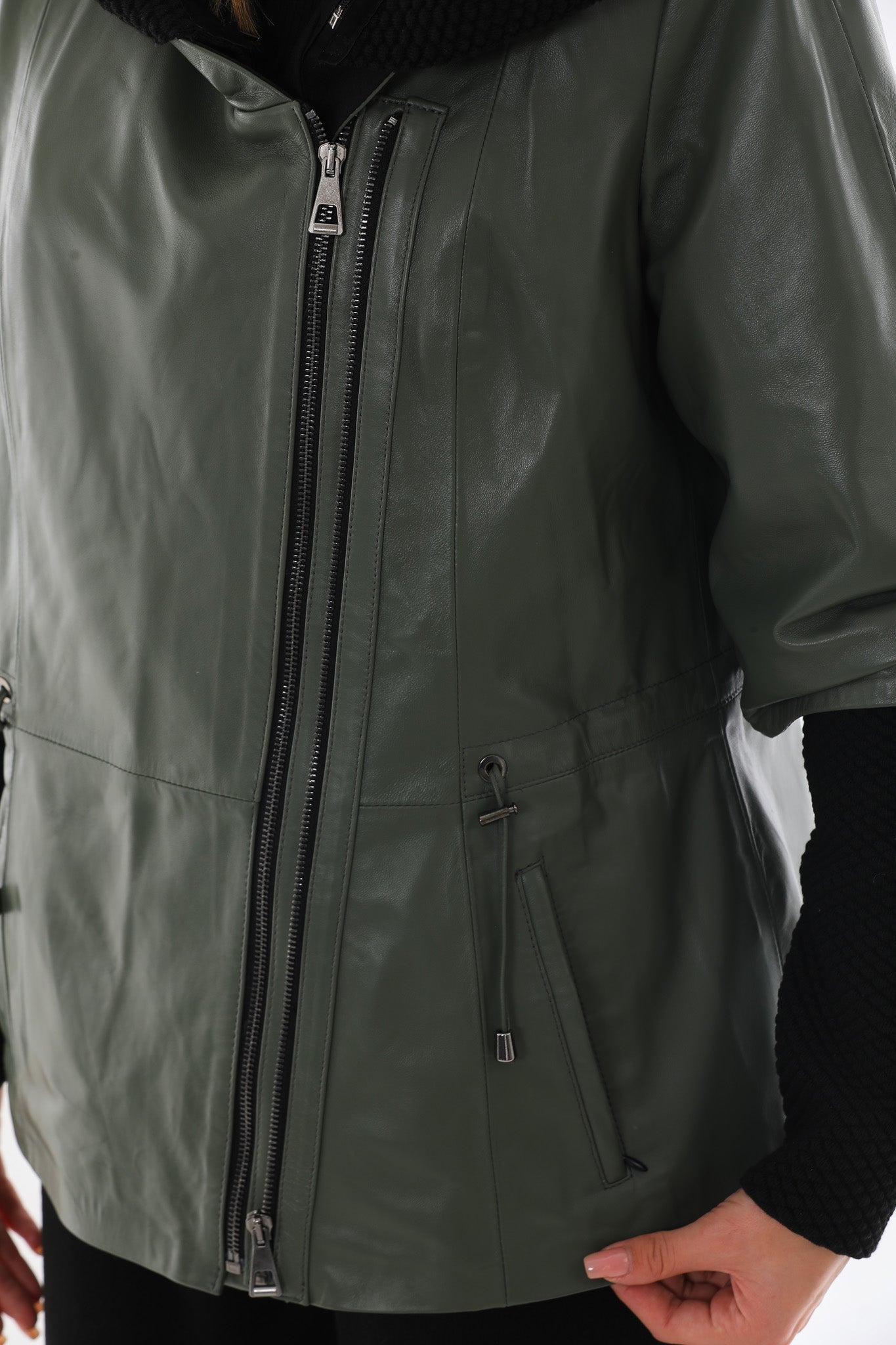 The Hudson Olive Green Leather Jacket