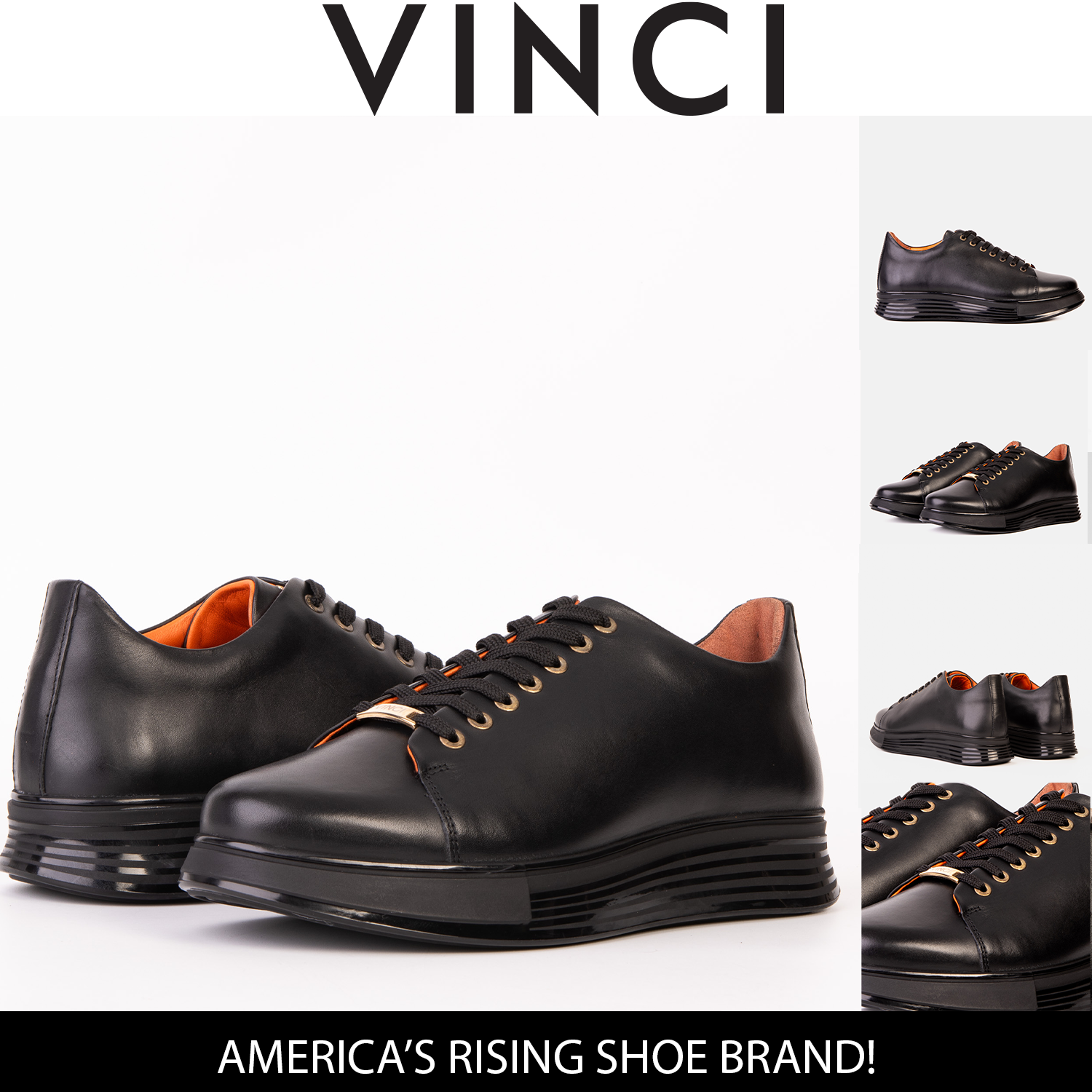 The Peklin Black Leather Sneaker