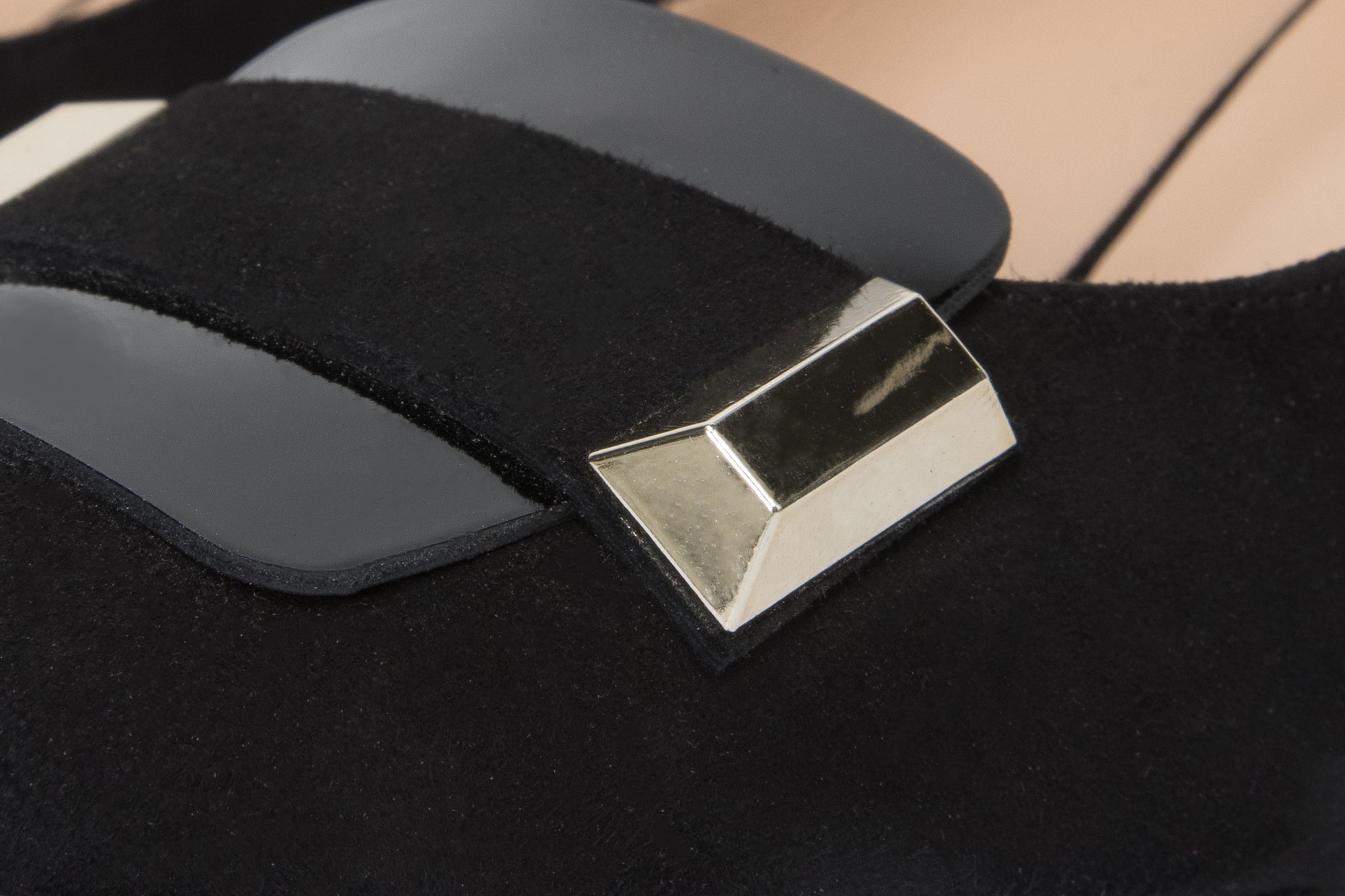 The Olney Black Suede Leather Block Heel Pump Shoe