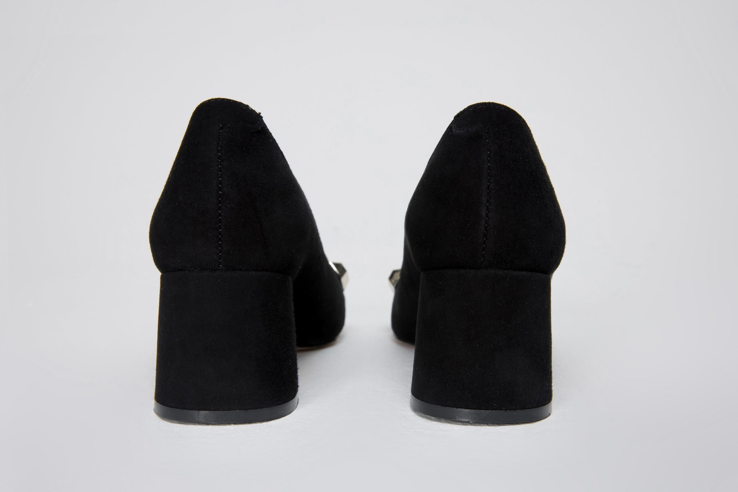The Olney Black Suede Leather Block Heel Pump Shoe