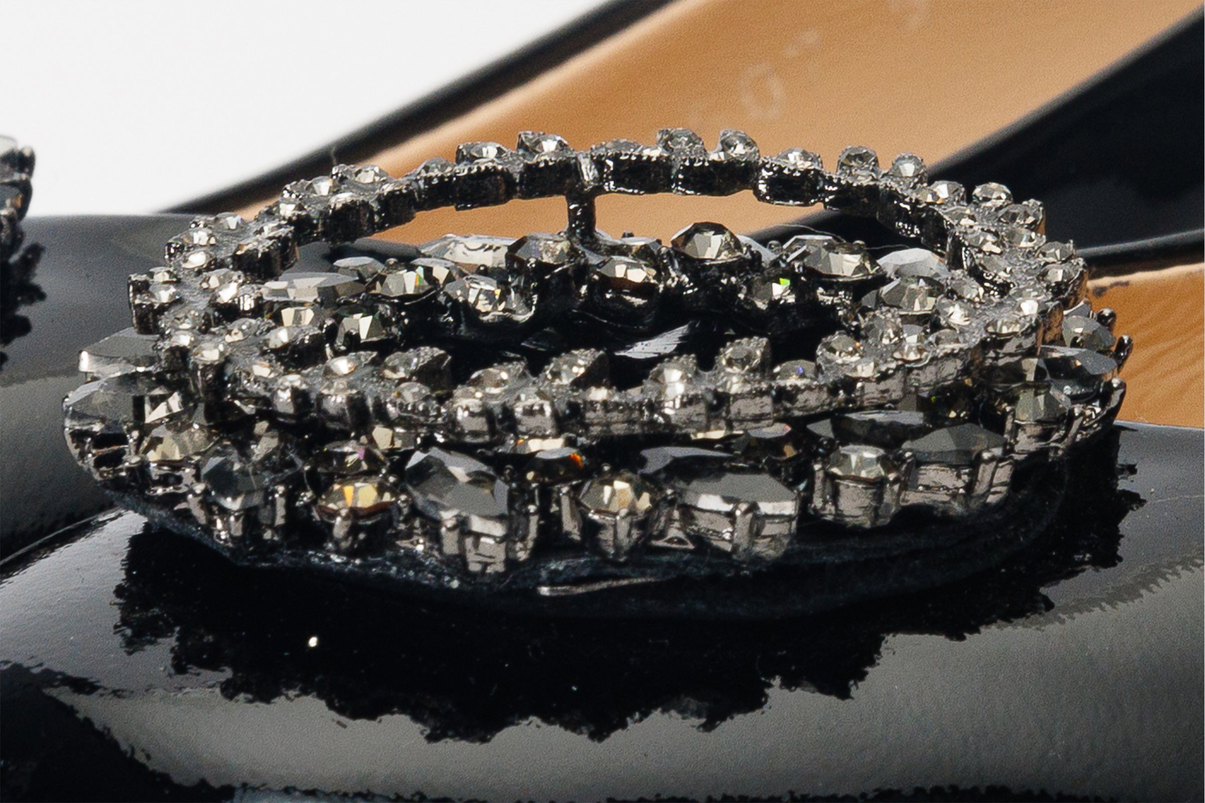 The Danish Black Patent Leather Block Heel Pump Shoe