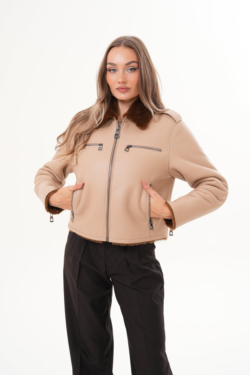 The Lucerne Tan Shearling-Lined Leather Jacket