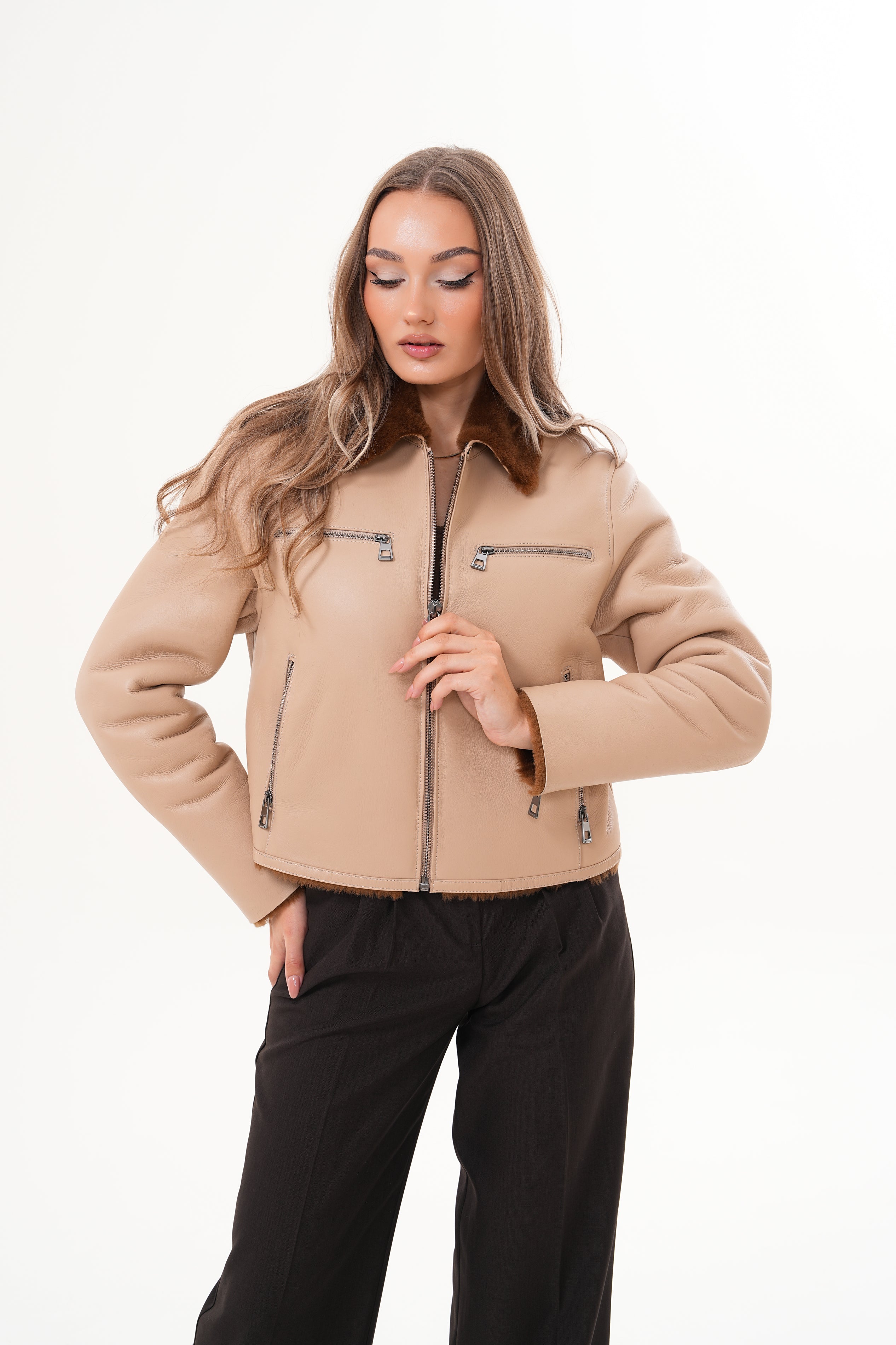 The Lucerne Tan Shearling-Lined Leather Jacket