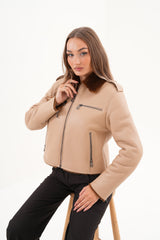 The Lucerne Tan Shearling-Lined Leather Jacket