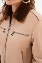 The Lucerne Tan Shearling-Lined Leather Jacket
