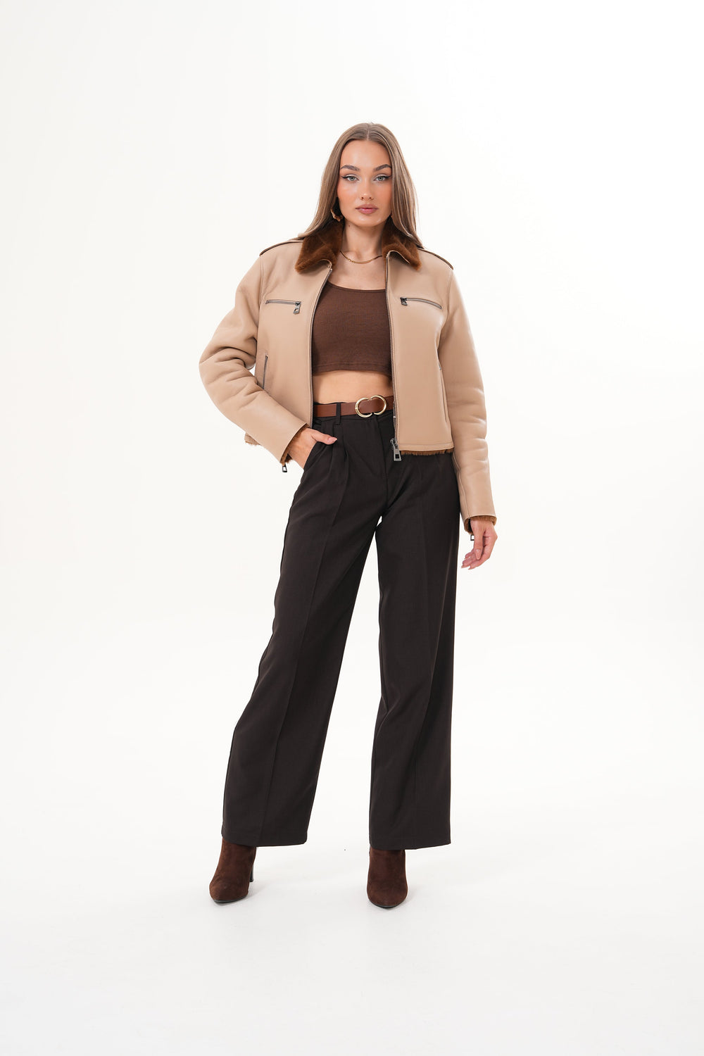 The Lucerne Tan Shearling-Lined Leather Jacket