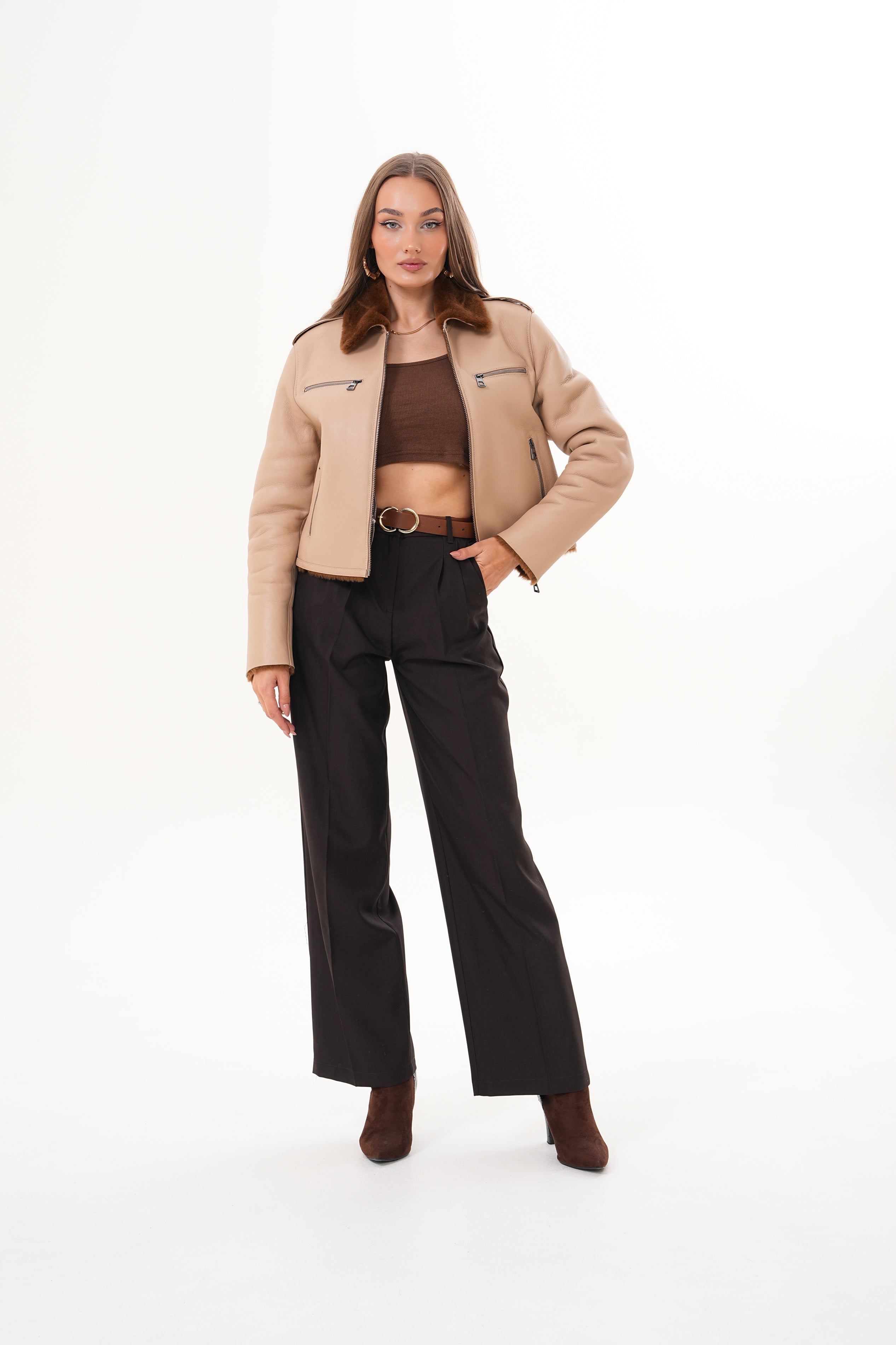 The Lucerne Tan Shearling-Lined Leather Jacket
