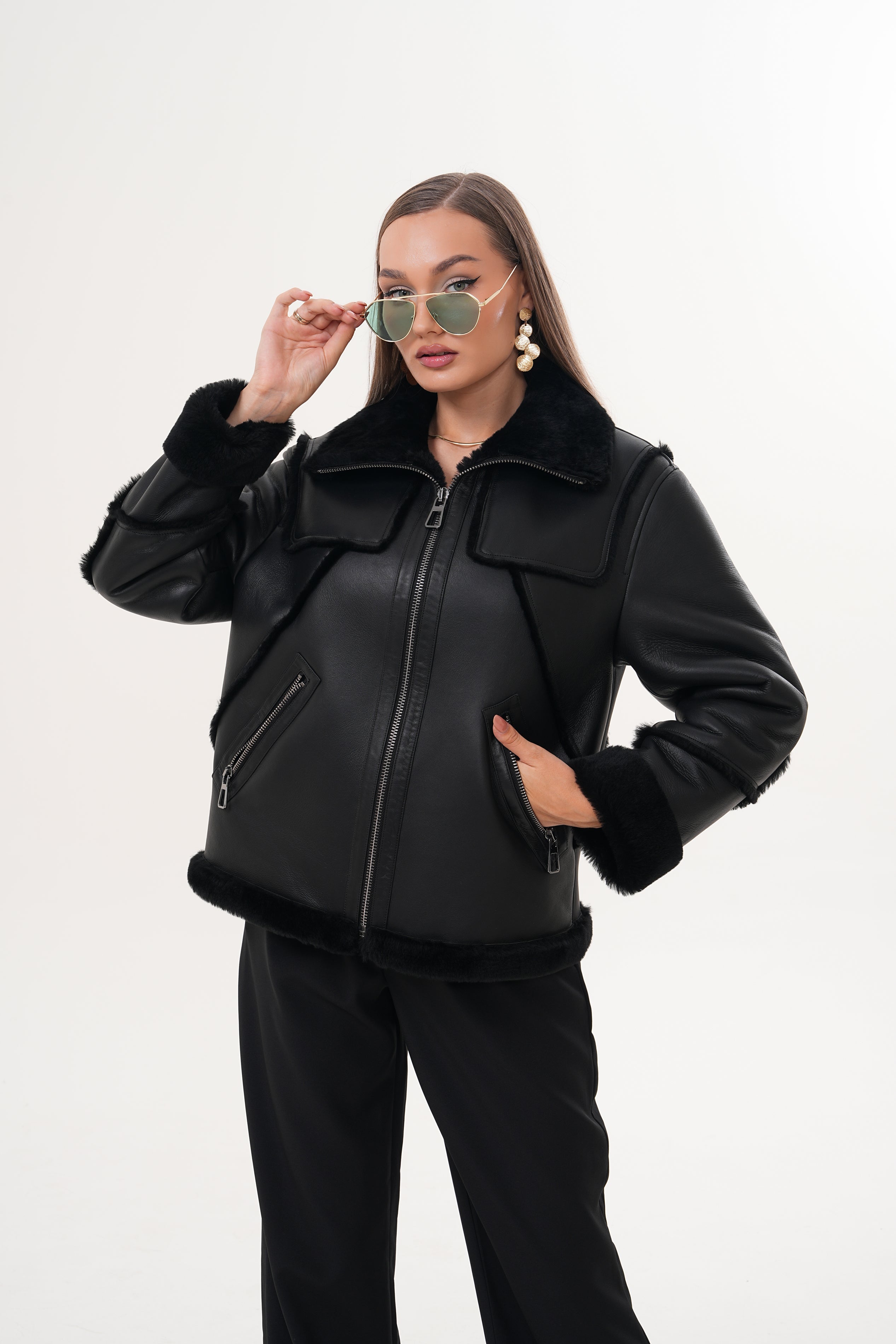 The Denali Black Shearling Leather Jacket