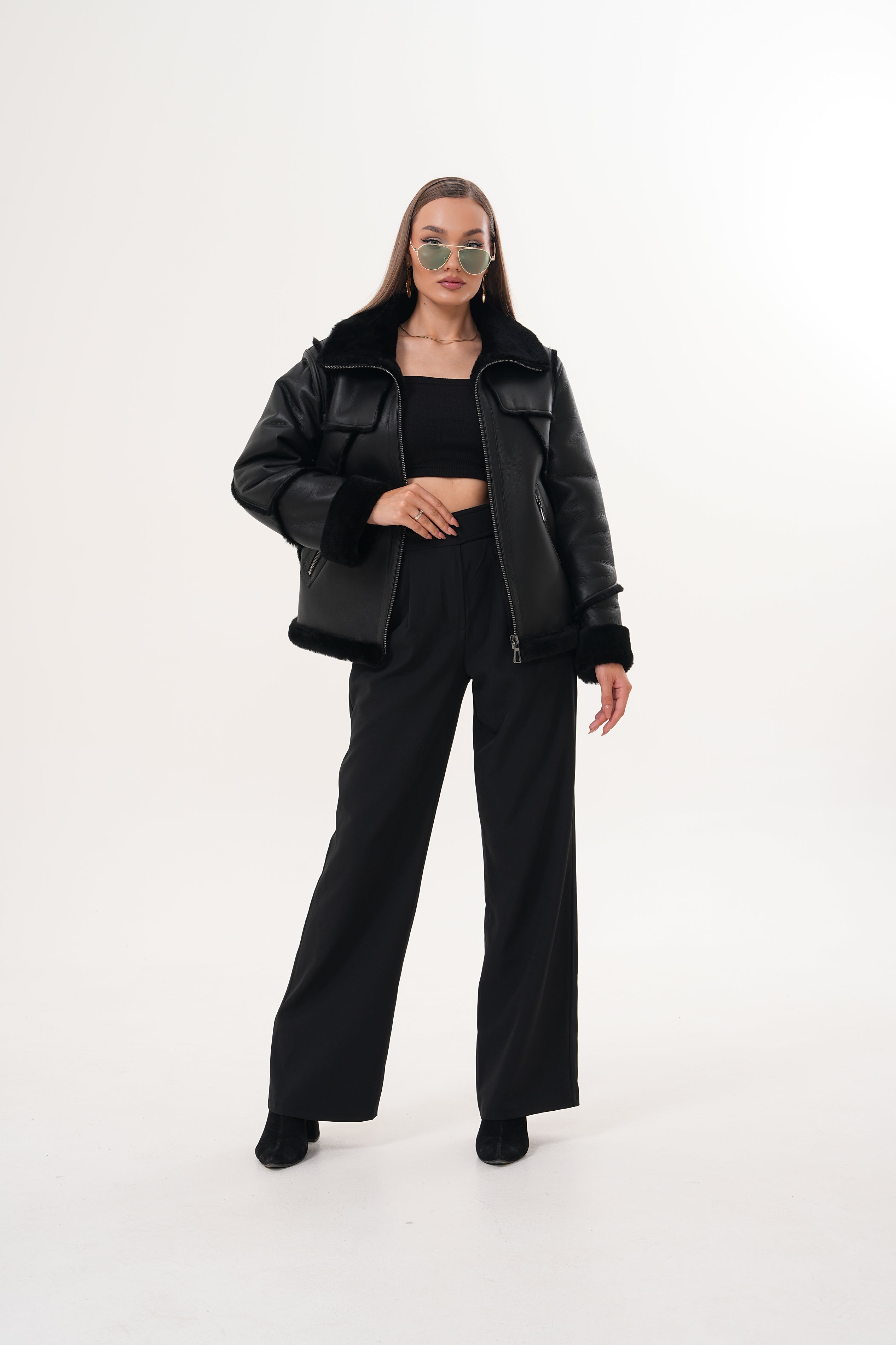 The Denali Black Shearling Leather Jacket