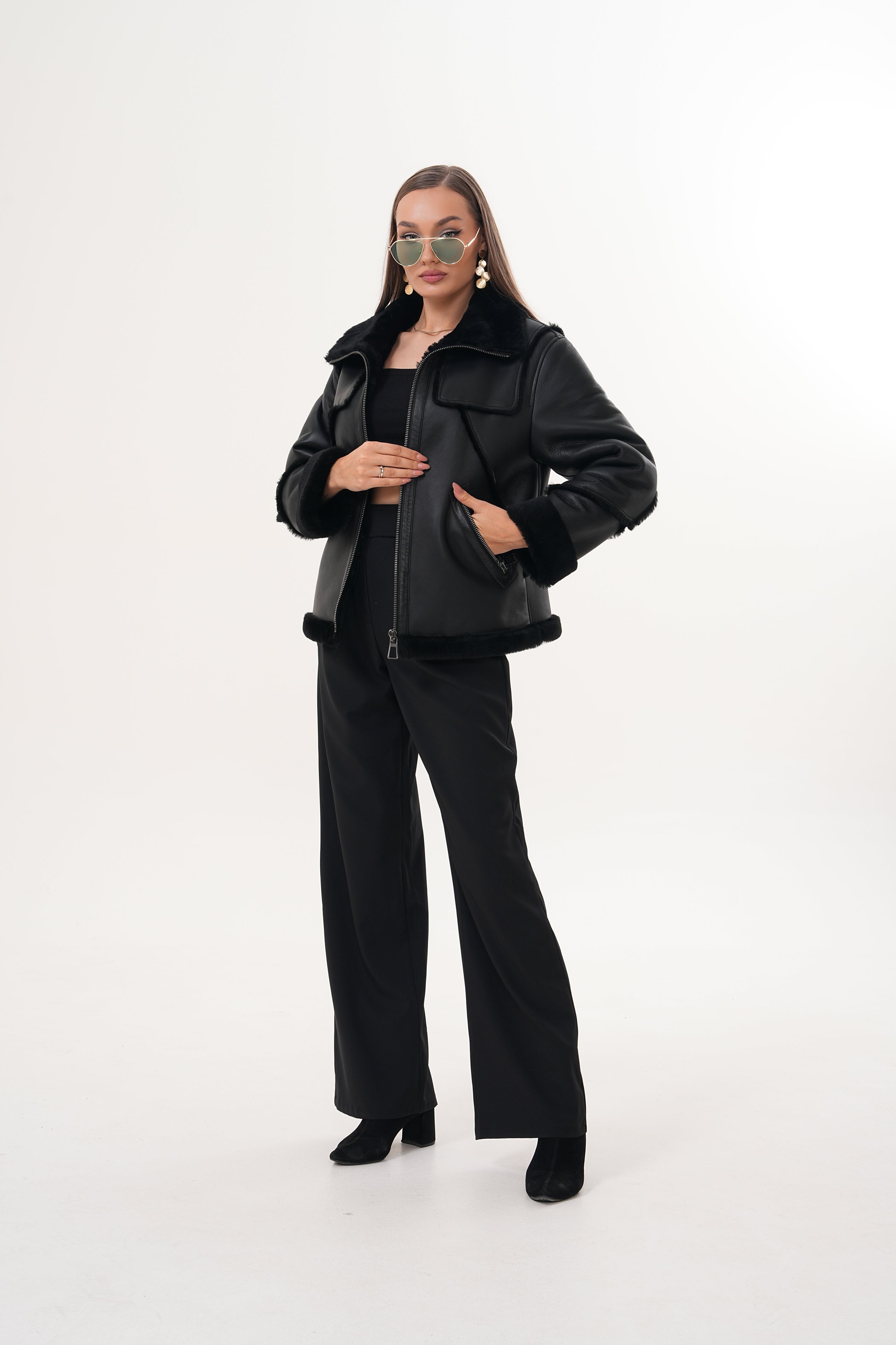 The Denali Black Shearling Leather Jacket