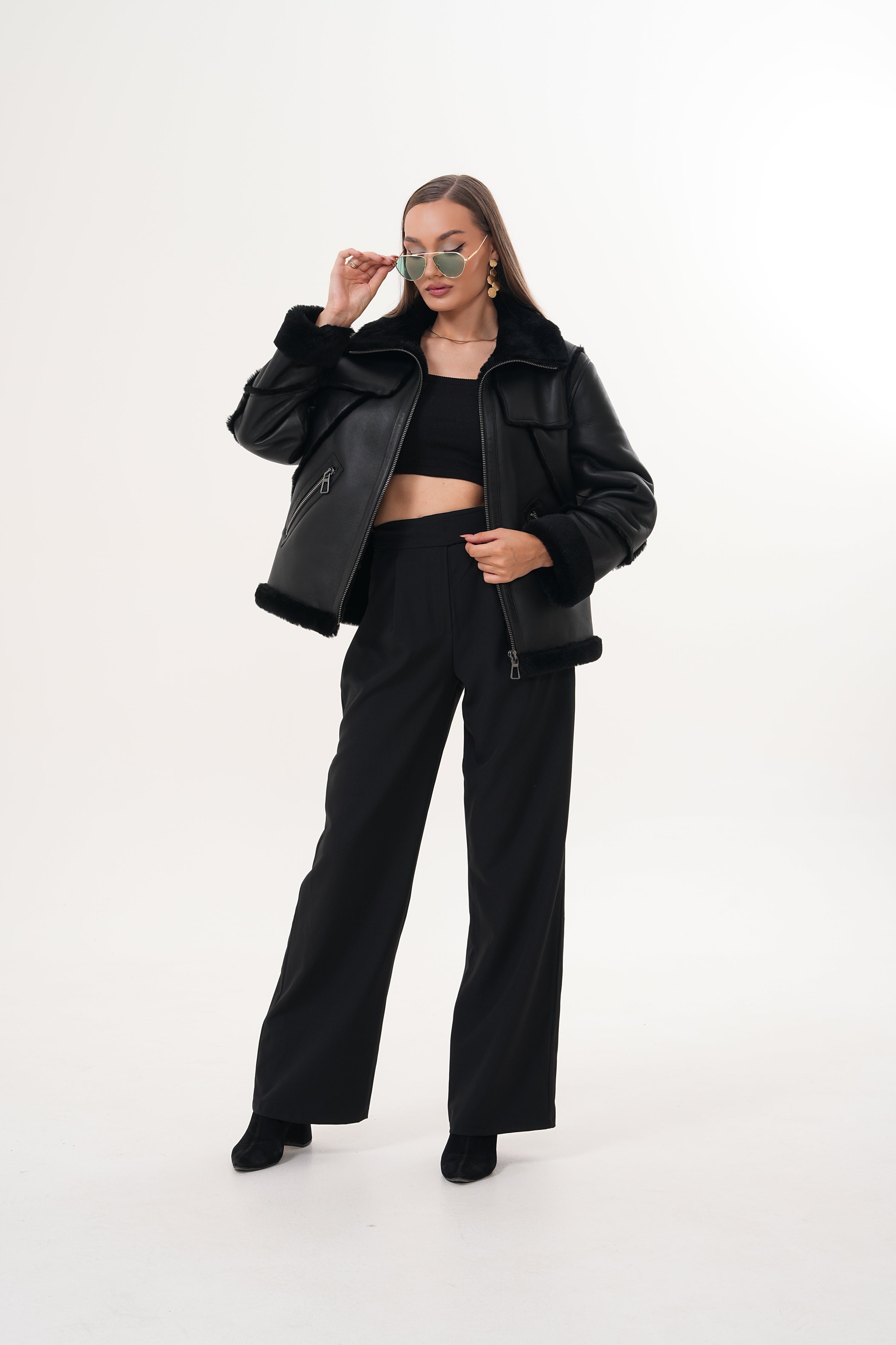 The Denali Black Shearling Leather Jacket