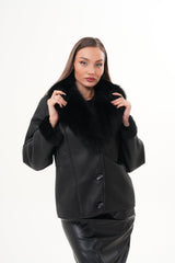 The Estelle Black Shearling Leather Jacket