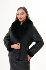 The Estelle Black Shearling Leather Jacket