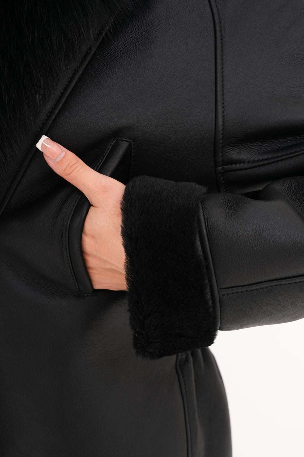 The Estelle Black Shearling Leather Jacket