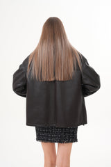 The Elise Black Shearling Leather Jacket