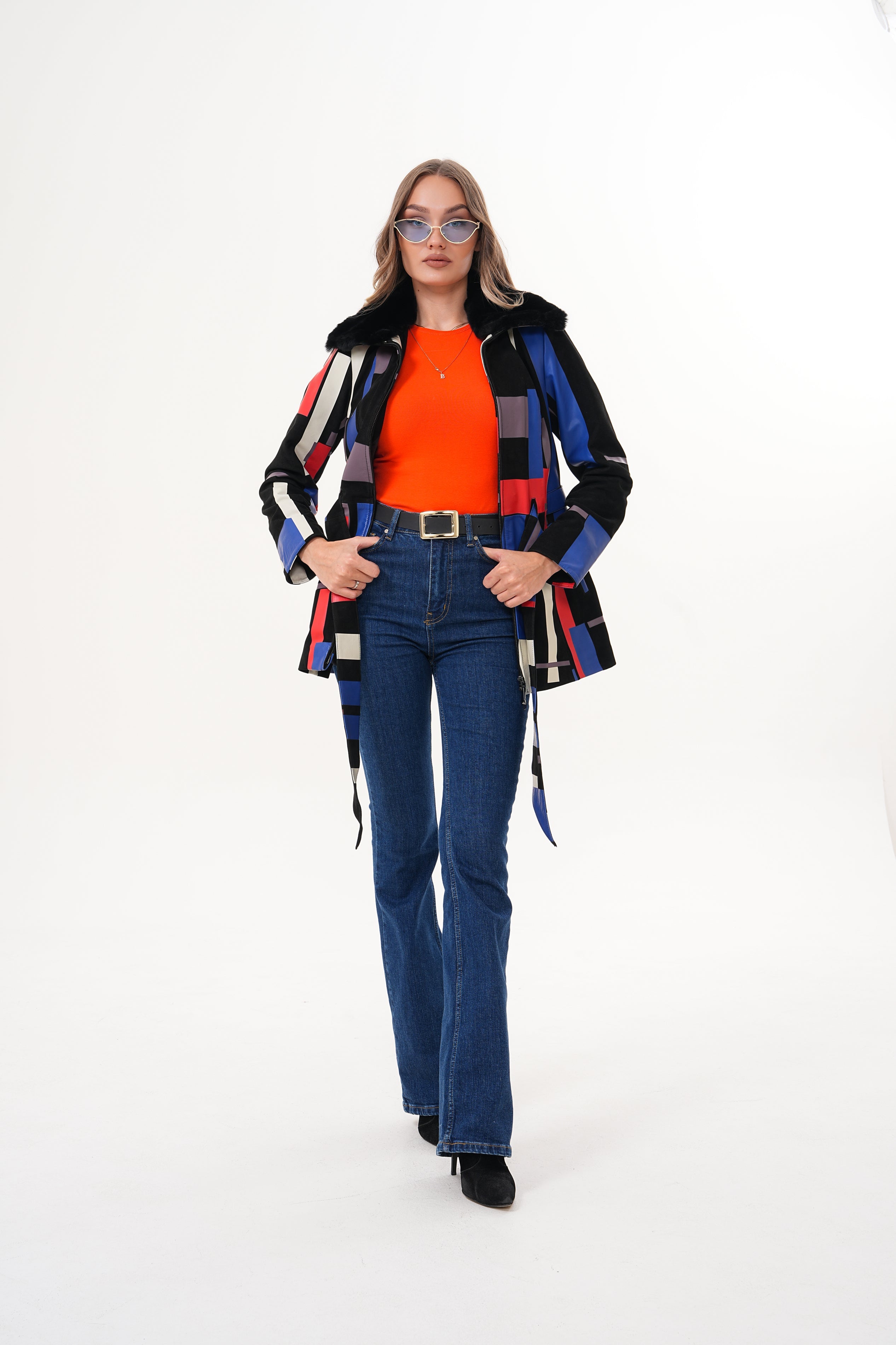 The Mirage Geo Pattern Leather Jacket