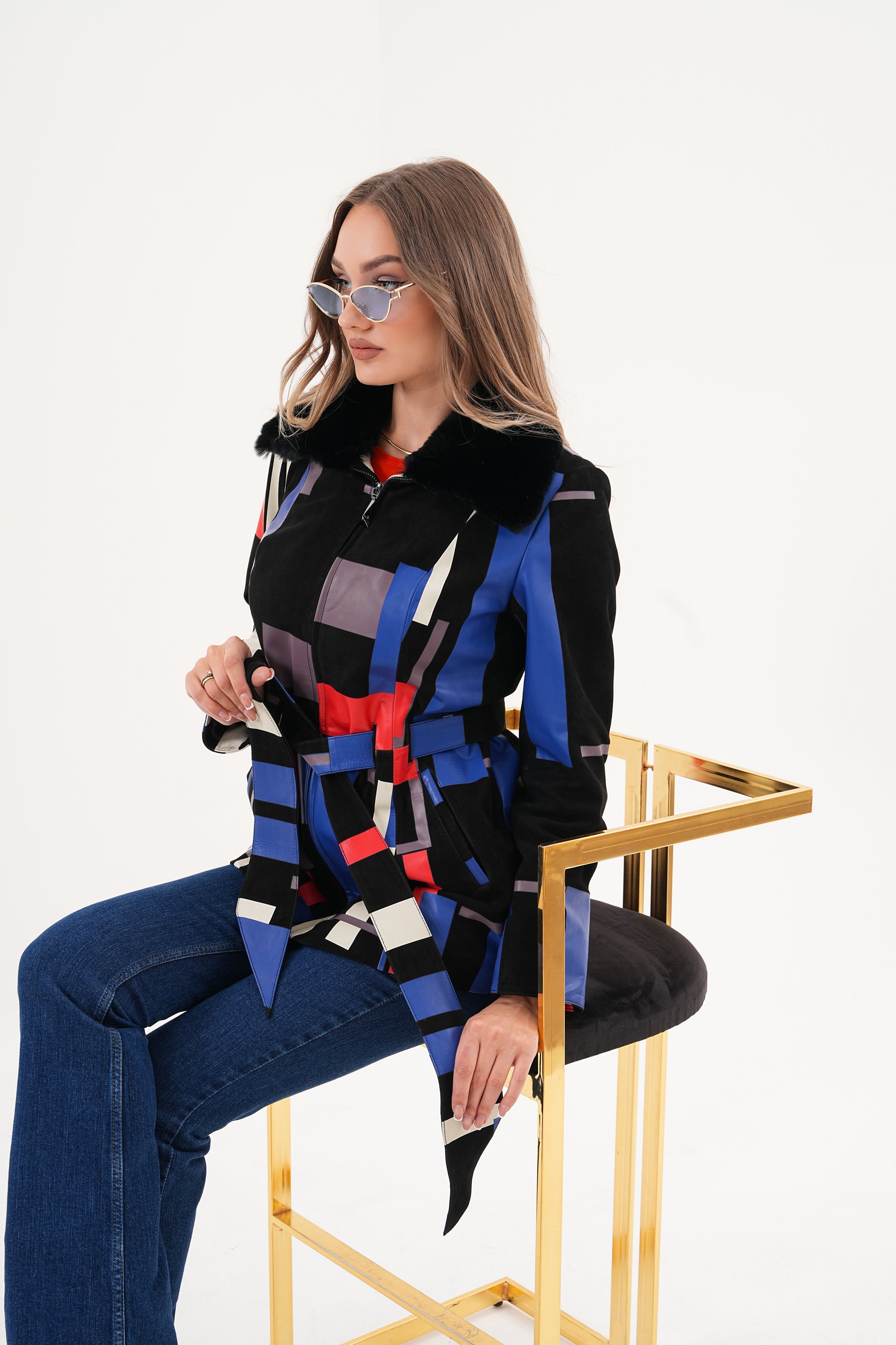 The Mirage Geo Pattern Leather Jacket