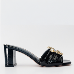 The Micro Black Leather Sandal