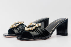 The Micro Black Leather Sandal