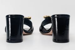 The Micro Black Leather Sandal