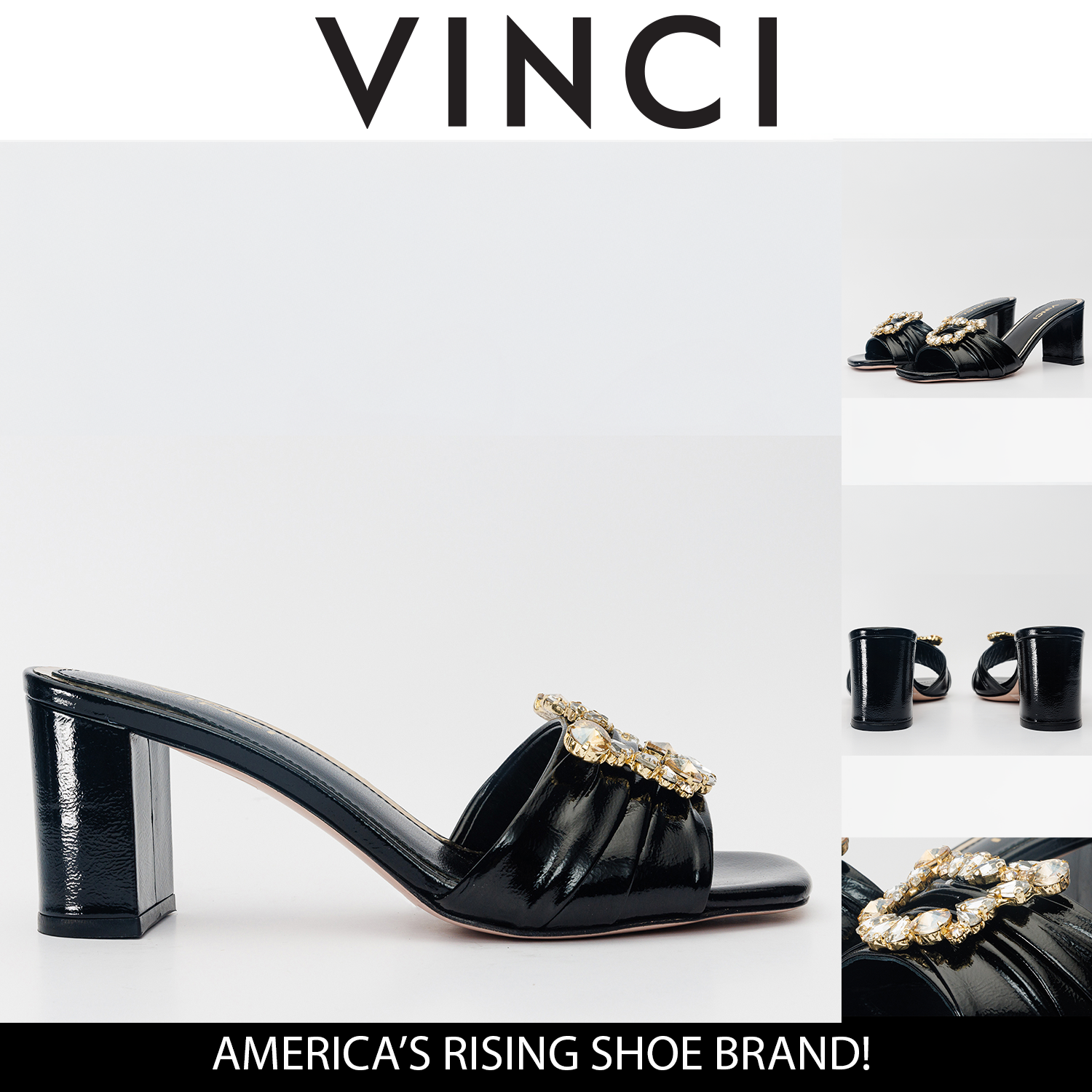 The Micro Black Leather Sandal
