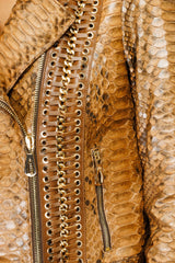 The Nayro Pythn Tan Leather Jacket