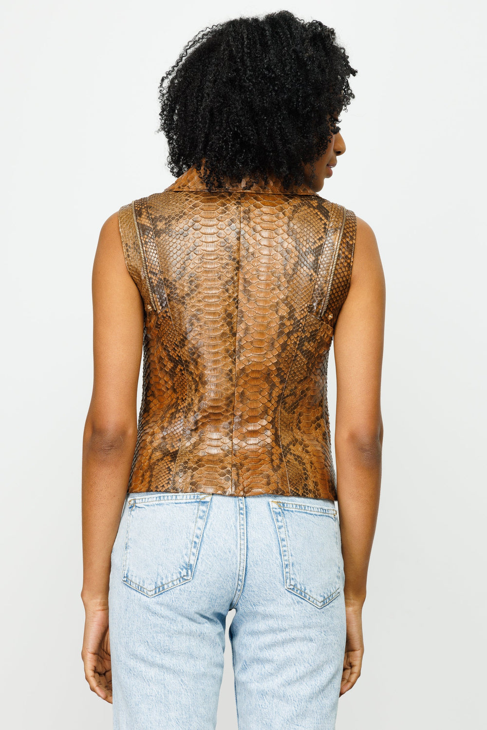 The Queen Pythn Skin Tan Leather Jacket