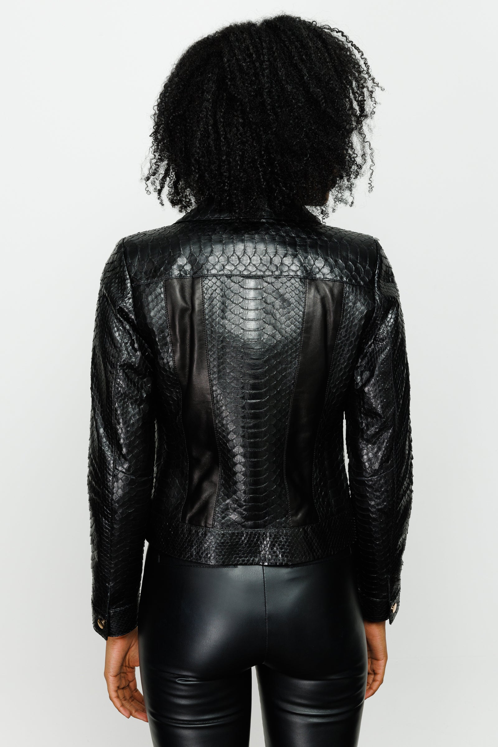 The Nayro Pythn Black Leather Jacket