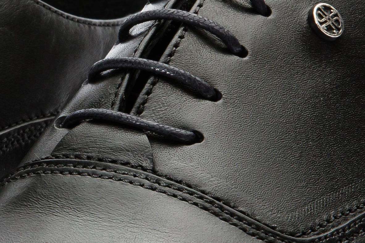 The Gambaha Black Leather Quarter Brogue Cap Toe Oxford Shoe