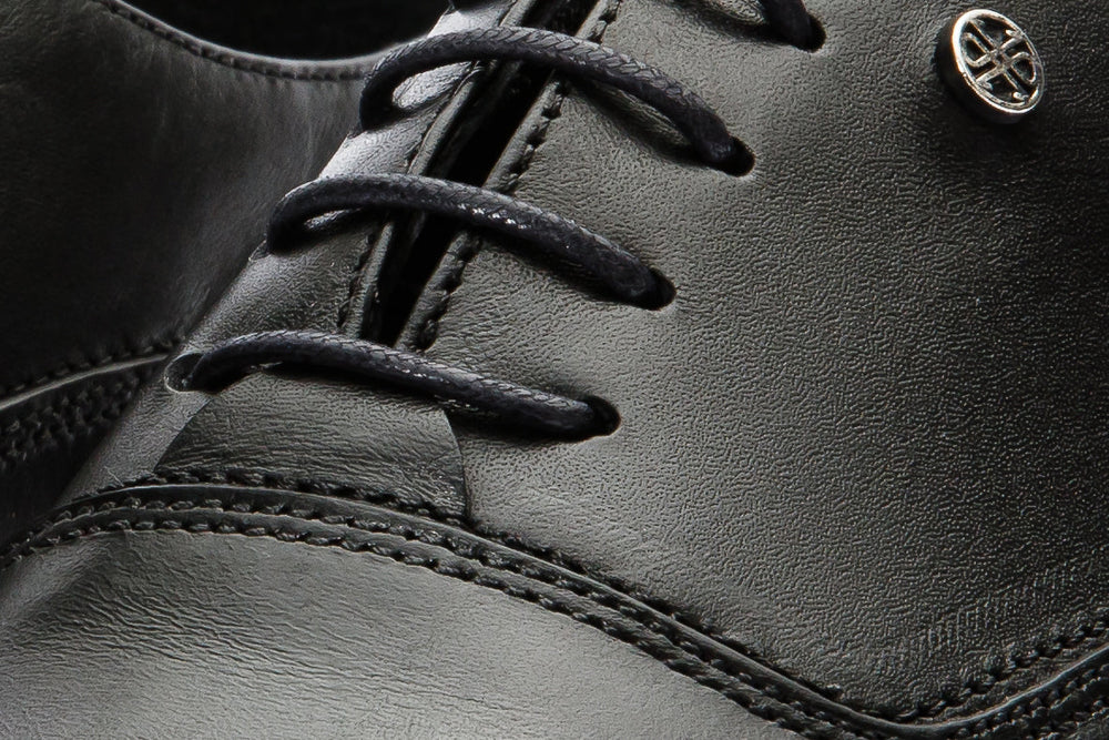 The Gambaha Black Leather Quarter Brogue Cap Toe Oxford Shoe